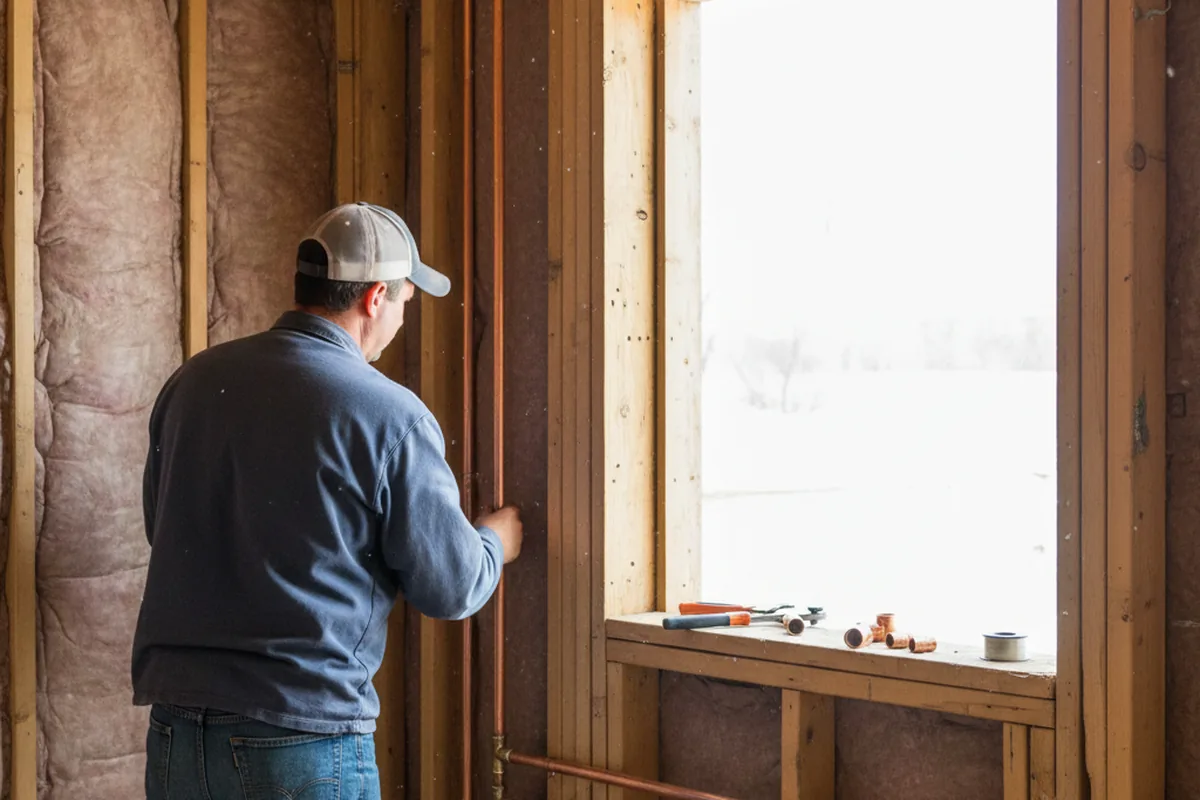 Licensed plumber running new copper supply lines in a Chesnee home
