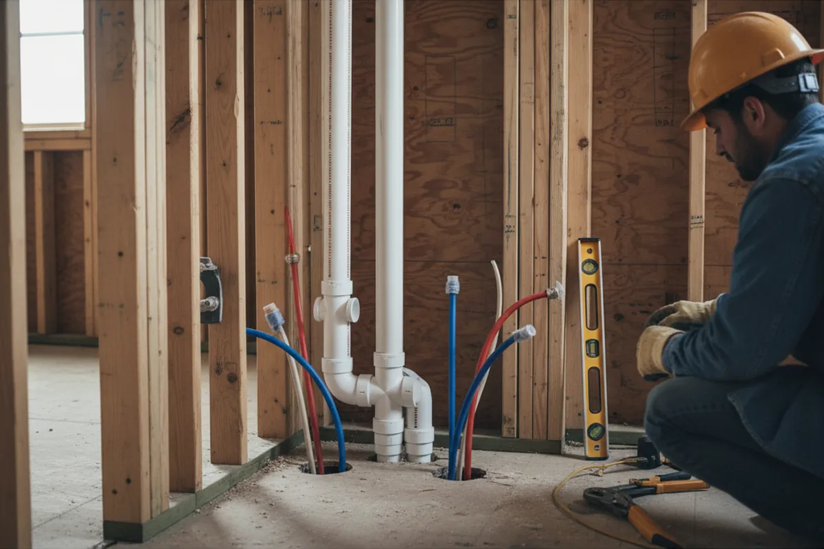 Drain and supply rough-in during Leak Detection in Chesnee